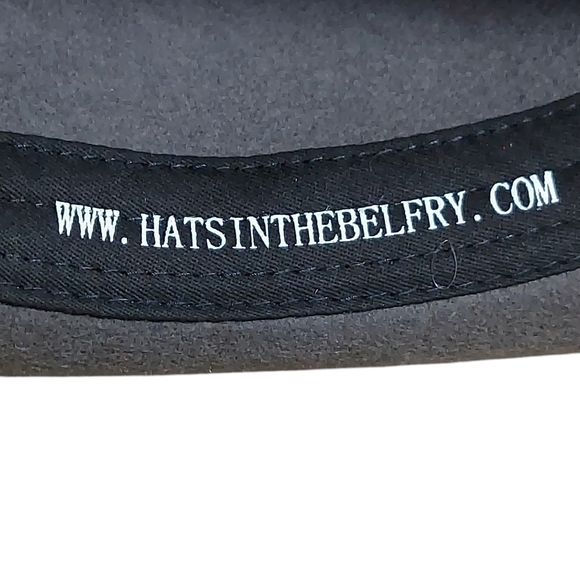 Hats in the Belfry 100% Gray Wool Fedora Black bow hatband and feather main image 9